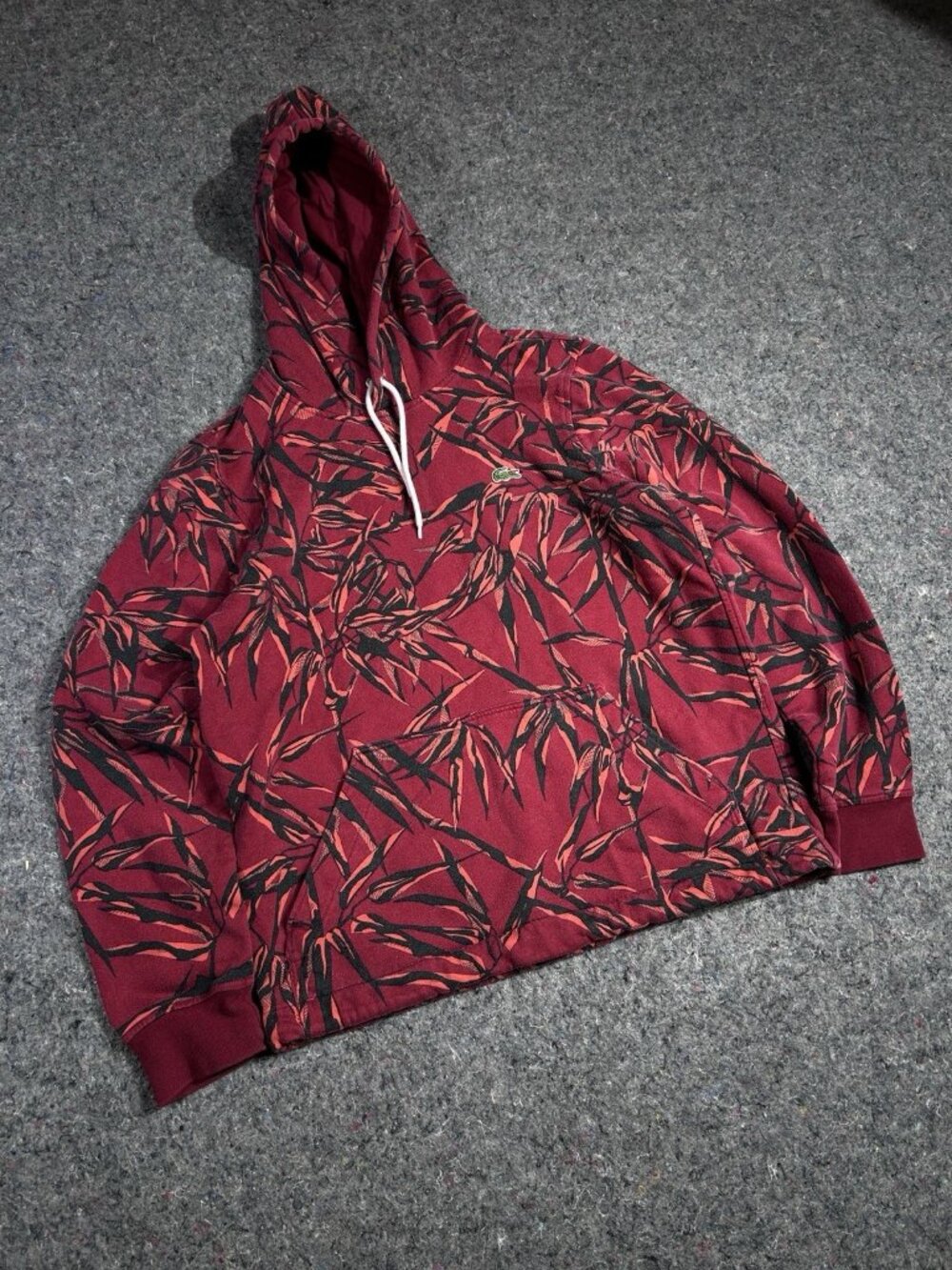 Lacoste Live Topographic Print Hoodie Sweatshirt Red  S Hooded Pullover
